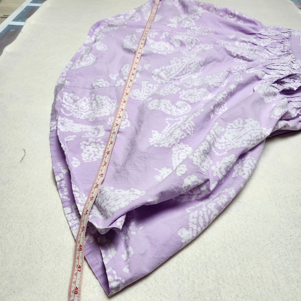Valerie Stevens Pleated Boho Cotton Paisley Midi Skirt Lilac Tie Waist Sz 14 - Picture 8 of 8